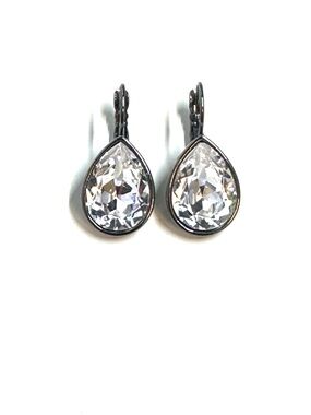 Swarovski Clear Teardrop Crystal Leverback Earrings